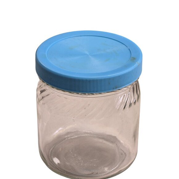 Glass Storage Jar With Blue Plastic Screw Lid - Picture 2 of 7